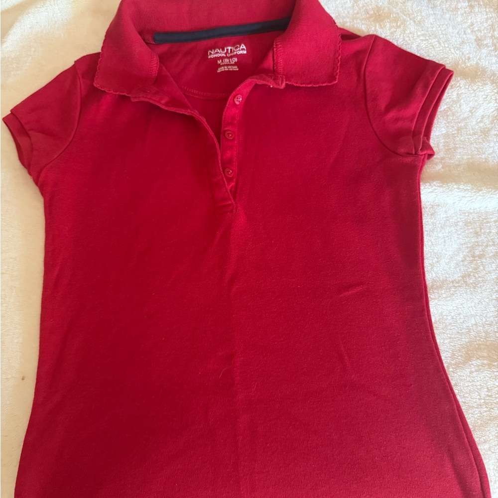 Nautica Red Polo Shirt Vibrant Knit Top